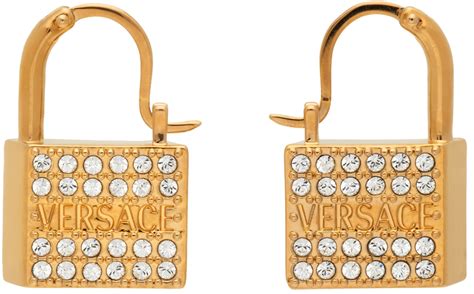 versace gold padlock earrings|real gold pearl earrings.